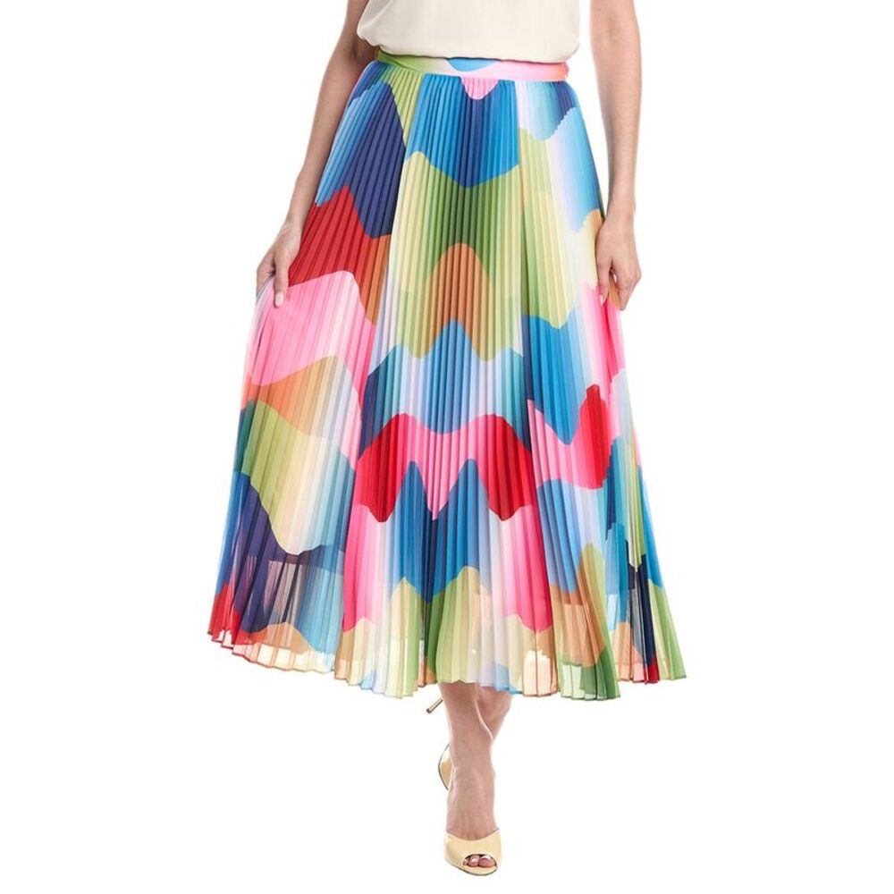 T Tahari Womens  Pleated Midi Skirt, Brown